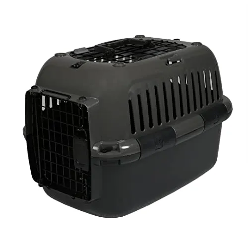 Europet-Bernina Adventurer 50 Hunde-Transportbox dunkelgrau - Tier-Transportboxen für Hunde bis 10 kg, aus leicht zu reinigendem Kunststoff, mit praktischem Griff und gut zugänglicher Metalltür.