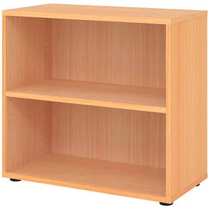 Hammerbacher Offenes Regal 2OH in Buche - Büroschrank mit 2 offenen Höhen, 80 x 40 x 74,8 cm, inklusive höhenjustierbare Sockelgleiter für optimale Anpassung und Stabilität.