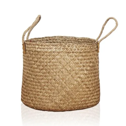 Lycce Wäschekorb Rong mit Henkel | Seegras Gr. 2 (Ø 40 cm) | ideal als Aufbewahrungskorb oder Wäschesammler für das Bad, Schlafzimmer, Wohnzimmer, Kinderzimmer