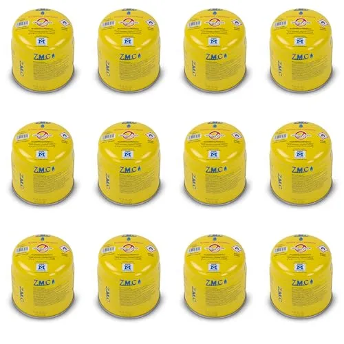 ZMC Gaskartusche Butan 190g - Ideal für Campingkocher - Kocher-Zubehör für Butangas Campingkocher, 12 St. Anstechkartuschen, sicher und platzsparend – perfekt für Outdoor-Abenteuer.