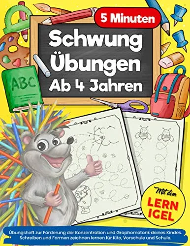Minuten Schwungübungen Ab 4 Jahren: Übungsheft Zur Förderung Der Konzentration Und Graphomotorik Deines Kindes. Schreiben Und Formen Zeichnen Lernen Für Kita, Vorschule Und Schule. 5