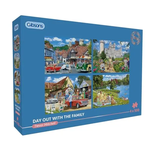 Tag Mit Der Familie | Gibsons Games | 4 x 500 Teile Multi-Box-Puzzle | Nachhaltiges 100% Recyceltes Premium-Puzzle Für Erwachsene | Tolles Geschenk