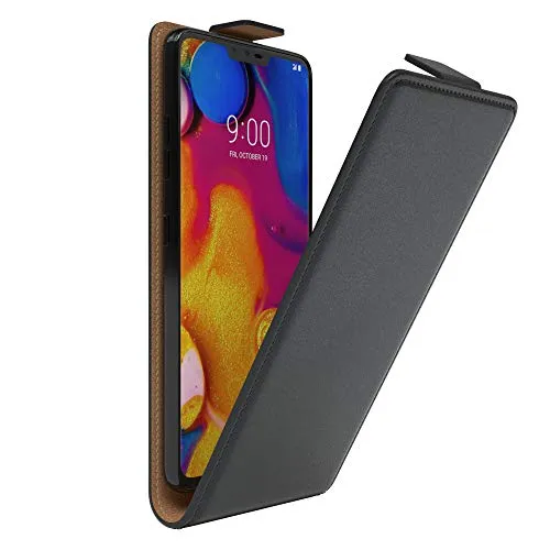 EAZY CASE Hülle kompatibel mit LG V40 ThinQ Flip Cover zum Aufklappen, Handyhülle aufklappbar, Schutzhülle, Flipcover, Flipcase, Flipstyle Case vertikal klappbar, aus Kunstleder, Schwarz