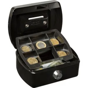 Idena Geldkassette mini 50031, mit Zylinderschloss, 12,5 x 6 x 9,5 cm, schwarz, mit Schlitz