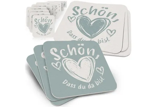 Funke & Brand Bierdeckel 50 Bierdeckel Spruch Schön dass du da bist - Untersetzer Deko Hochzeit
