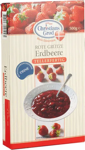 Dänische Rote Grütze Erdbeer 500g von Christians Grod