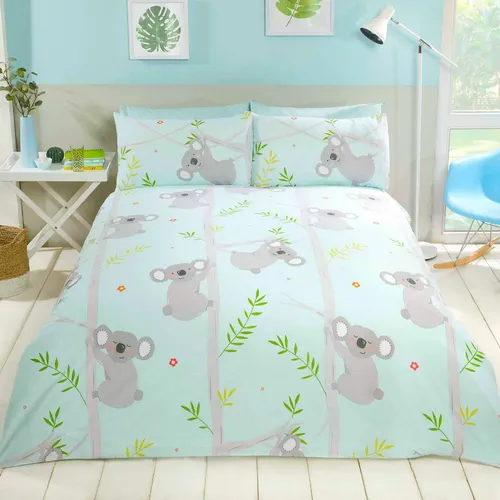 Koala Fun Einzelbettdeckenbezug Und Kissenbezug Set Polycotton Blau Kinder