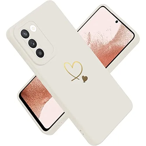 Paitech für Samsung Galaxy S23 Hülle, Ultra Dünn Weiche TPU Silikon Case Stoßfeste Schutzhülle Kameraschutz mit Niedliche Gold Love Herz Muster für Hanyhülle Samsung Galaxy S23 5G, Weiß