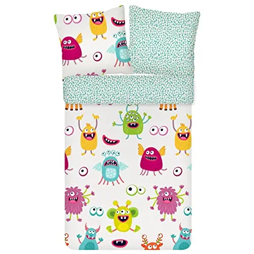 ESPiCO Kinderbettwäsche Monster Trendy Bedding - Bettwäsche-Set mit bunten Monstern aus 100% Baumwolle, atmungsaktiv und ideal für erholsame Nächte. Perfekt für kleine Gruselfans!