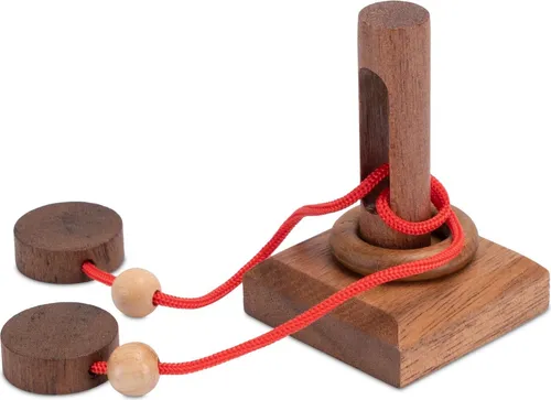 Der gefangene Ring - Schnurpuzzle - Knobelspiel aus Holz
