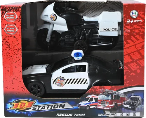 Polizei Spielzeug Set: Polizeiauto & Motorrad