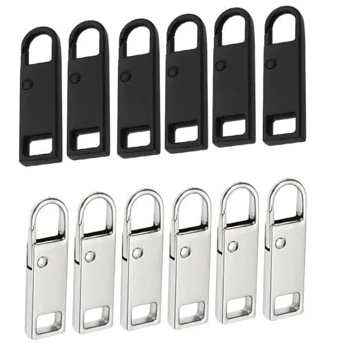 Reißverschluss Ersatzteile, 12 Stück Metall Zipper Pull, Abnehmbar, für Geldbörse, Kleider, Jeans, Koffer, Gepäck