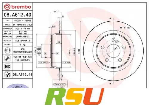 Brembo Bremsscheibe PRIME LINE - UV Coated 08.A612.41 - Bremsscheiben für optimale Bremsleistung, UV-beschichtet für erhöhte Korrosionsbeständigkeit und längere Lebensdauer.