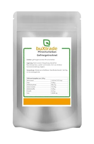 Gefriergetrocknete Pfirsichscheiben, Pfirsich, Trockenfrüchte, Fruchtscheiben, Buxtrade 100 g