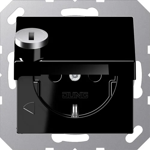 JUNG Steckdose 1f schwarz glänzend A UP Klappd IP20 in schwarz von Jung SCHUKO-Steckdose