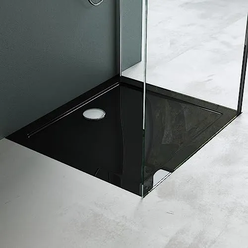 Mai & Mai Duschwanne Faro 80x90 cm – Rechteckig Schwarz - Duschwanne aus hochwertigem Acryl, inkl. Ablaufgarnitur, rutschfest und leicht zu reinigen – ideal für ein modernes Badezimmer.
