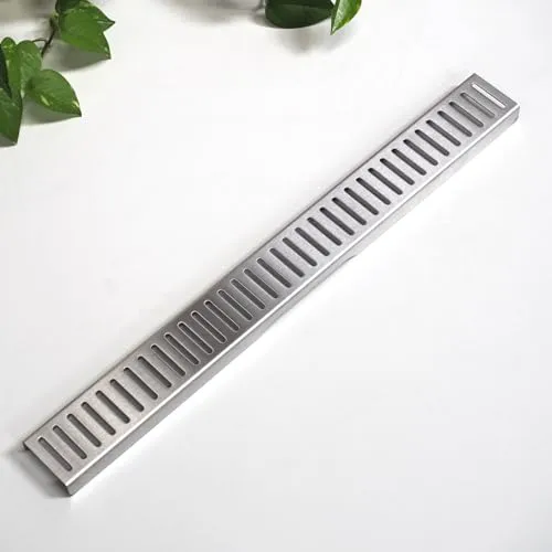 WITEN&NOCK Abdeckung für Duschrinne Edelstahlrost 483 mm - Edelstahlabdeckung mit gemusterten Streifen für effektiven Wasserabfluss. Passt auf Rinnenkörper 500 mm | Robuste Verarbeitung für langlebigen Einsatz im Badezimmer.