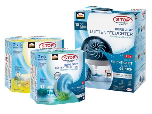 Pattex Luftentfeuchter Aero 360° Gerät &  Wildblumenwiese 2x & Wasserfall 2x