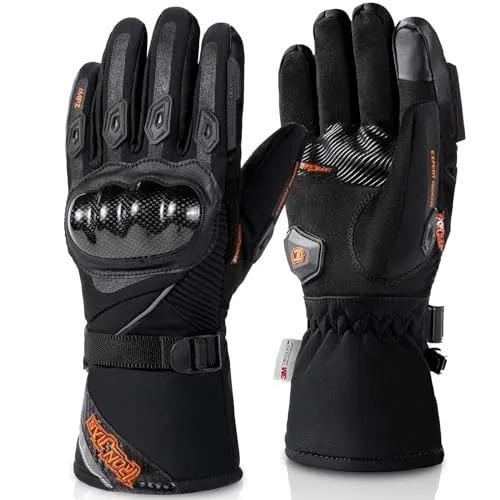 BORLENI Winter Motorradhandschuhe Herren, Motorrad Handschuhe Herr Warm Winterhandschuhe Wasserdicht Winddichte mit Touchscreen Knöchelschutz Schwarz XXL