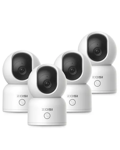 ZOSI 4X 360° Schwenkbare Überwachungskamera - Babyphones mit 2K HD Live-Video und 360° Sichtfeld für umfassende Innenüberwachung. Ideal für die Sicherheit von Babys und Haustieren, mit KI Personenerkennung und Auto-Tracking.