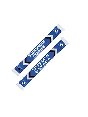 HSV Hamburger SV Schal Fanschal ** Koordinaten ** - Schal für Damen mit HSV Koordinaten, ideal für echte Fans. Ca. 140 x 17 cm, 100% Acryl, mit Volkspark Stadion Schriftzug und weißen Fransenenden.