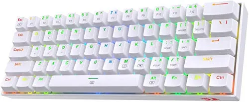 Redragon K630 Dragonborn 60% kabelgebundene RGB-Gaming-Tastatur, 61 Tasten kompakte mechanische Tastatur mit linearem roten Schalter, Pro-Treiber-Unterstützung, Weiß
