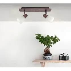 BRILLIANT Lampe Milos Spotbalken 2flg altkupfer/weiß-alabaster | 2x R50, E14, 40W, geeignet für Reflektorlampen (nicht enthalten) | Köpfe schwen... - Braun/Weiß