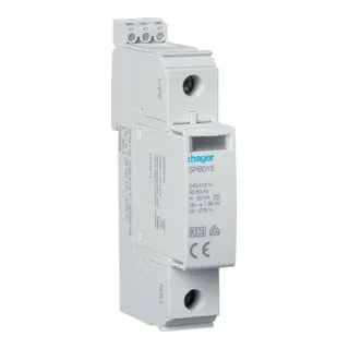 Hager SPB115 - Überspannungsableiter T2 1P 40kA - Sonstige Elektroinstallationsartikel mit Hochleistungsvaristor, bietet zuverlässigen Schutz vor Überspannungen und hat eine integrierte Defektanzeige für optimale Sicherheit.