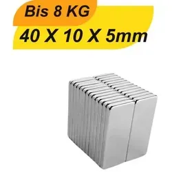 Stück Neodym Magnet 40mm x 10mm x 5mm Supermagnete hohe Haftkraft Quadermagnete 50