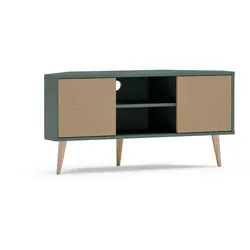 Decorotika TV-Element in Grün – Stilvolles Lowboard für Ihr Wohnzimmer - Elegantes TV-Element aus Holzwerkstoff, 120 cm breit, ideal für Fernseher bis 55 Zoll. Mit durchdachtem Kabelmanagement für ein aufgeräumtes Ambiente und zeitloses Design.