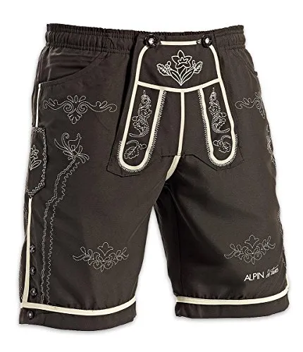 amara-global Badeshorts Trachtendesign Lederhose Badehose Bermuda Short (M, BRAUN)