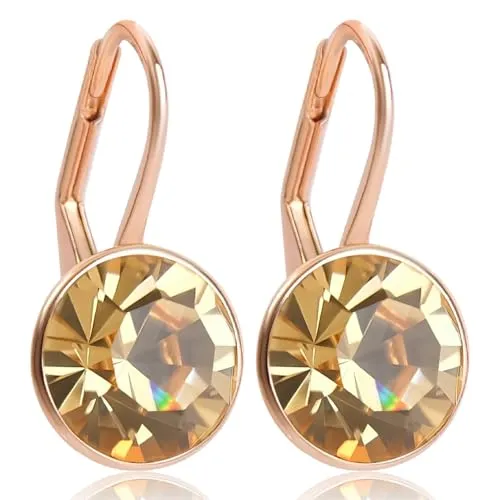 Ohrringe Rosegold Braun Markenkristalle Echtsilber 925 Ohrhänger kurz NOBEL SCHMUCK