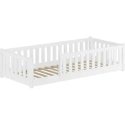 ERST-HOLZ Flachbett für Kinder mit Rundumschutzgitter 90 x 200 cm - Massives Kiefernholz-Flachbett mit Rundumschutzgitter, ideal für sicheren Schlaf und unbeschwerte Nächte. Perfekt für kleine Abenteurer und Prinzessinnen!