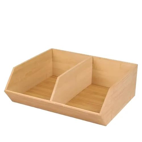 Bambou&Co Organizer Bambus Sortierer Aufbewahrungsbox Tischbox Ordner Box, 2 Fächer