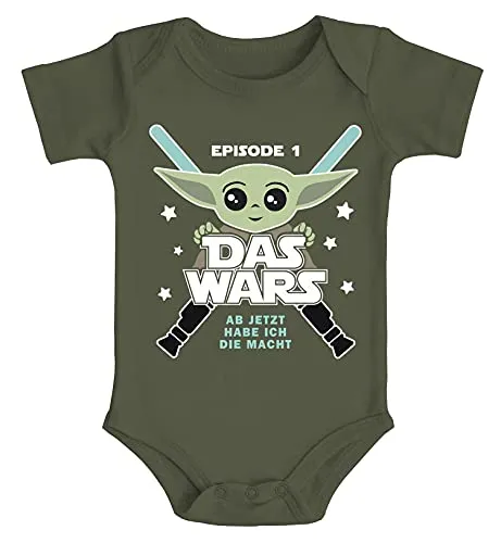 MoonWorks® Baby Body mit Spruch lustig Episode 1 Das Wars Jetzt habe ich die Macht Yoda Parodie Jungen & Mädchen oliv 0-3 Monate