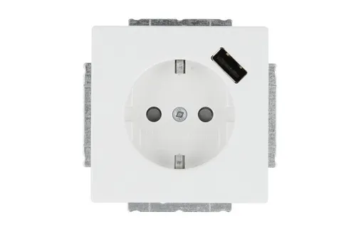 Busch-Jaeger EUCBUSB-84 USB Steckdose - Studioweiß, Future Linear/Solo Design, bietet praktische USB-Anschlüsse für modernes Laden von Geräten, ideal für Wohnräume und Büros.