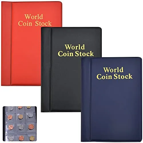 FAVENGO 3 Stück Münzen Sammelalbum 360 Taschen, Münzsammelbuch mit 10 Seiten 2 Euro Münzalbum Münzen Aufbewahrung Coin Collection Münzsammlung Album Euromünzen Sammelalbum für Münzen 25 mm