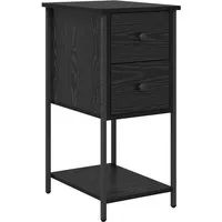 vidaXL Nachttisch 1 Schwarz Eiche - Nachttisch aus Eisen und Spanplatte im modernen, rustikalen Design mit geräumiger Schublade, ideal für Schlafzimmer und platzsparend.