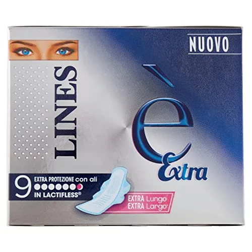 Lines Extra mit saugfähigen Flügeln aus Lactiflex, 9 Stück