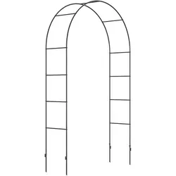 Outsunny Rosenbogen 140 x 40 x 240 cm - Schwarz - Pflanzenkästen & Spaliere, eleganter Rosenbogen aus mattschwarz pulverbeschichtetem Metall für stabilen Halt von Kletterpflanzen und dekorativen Akzenten in Ihrem Garten.