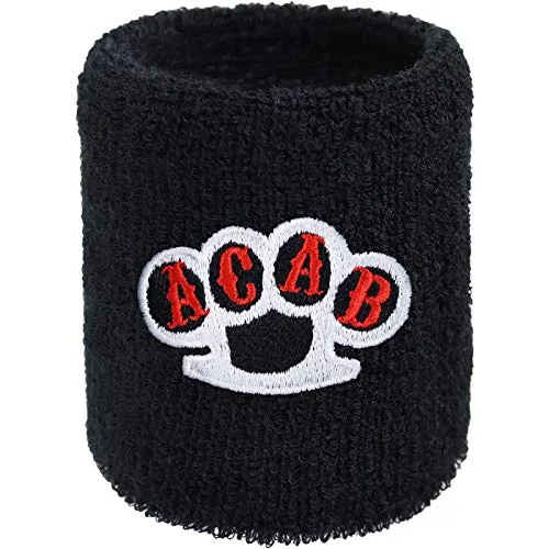 Schweissband Anti Polizei Stickerei Bestickt & Absorbierendes Frottee Designer Schweißband | Sport-Wristband Geburtstag Geschenk für Fussballfan Schweiß-Armband
