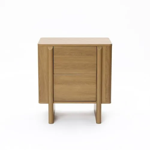 Hometopia Moderner Nachttisch im Nordischen Stil - 2 Schubladen,Eichenfarben, Eiche Dekor - 55x40x60 cm (BxTxH) - Stauraum für Schlafzimmer