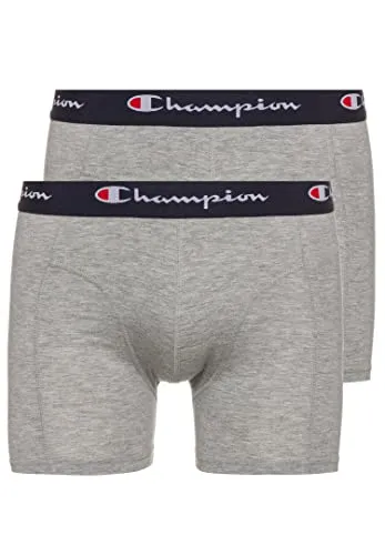 Champion Herren Core x2 Retroshorts, Hellgrau Meliert, S (2er Pack)