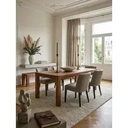 Esszimmertisch MUMBAI 200x100 cm aus Sheesham Massivholz - Esstisch aus handgefertigtem Sheesham Massivholz, einzigartiges Design mit ausdrucksstarker Holzmaserung, ideal für bis zu 10 Personen.
