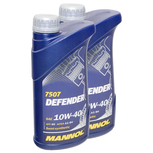 MANNOL Defender SAE 10W-40 Motorenöl 2x 1 Liter Ölwechsel für Auto Pkw