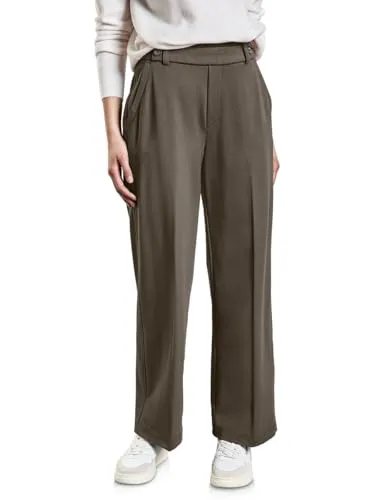 STREET ONE Damen A378671 Straight Leg Hose, Muddy Brown, 40W / 30L EU - Damen-Hosen im Casual Fit mit High Waist und Straight Legs, ideal für stilvolle Outfits. Der Viskosemix mit Stretchanteil sorgt für hohen Tragekomfort.