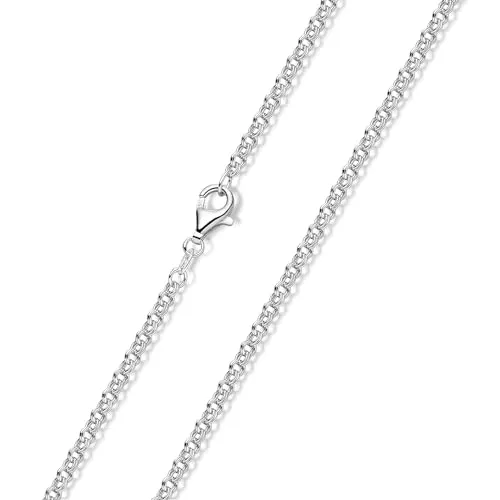 Materia Zwillings Ankerkette Silber 925 - 2,3mm Halskette für Damen und Herren - Hochwertige Zwillings Ankerkette aus 925 Sterling Silber, in 6 Längen erhältlich. Mit Karabiner Verschluss und Anlaufschutz für langanhaltenden Glanz. Ideal für jeden Anlass!