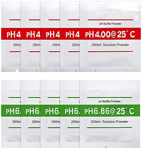 AGT Puffer: 10er-Set Kalibrierlösungen für pH-Wert-Testgeräte, pH 4.00 und pH 6.86 (Pufferlösung, pH-Pufferlösung, Kalibrierung)