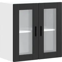 vidaXL Küchen-Hängeschrank Porto Schwarz mit Glastür - Küchenhängeschrank mit Glastüren, ideal zur Platzoptimierung und für mehr Ordnung in der Küche, aus langlebigem Holzwerkstoff gefertigt.
