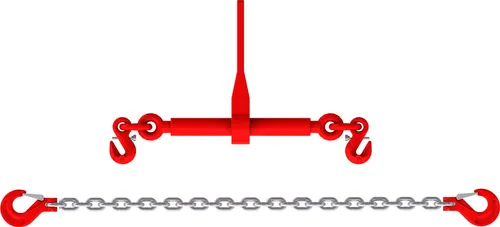 Zurrkette 8mm Ø GK8 zweiteilig mit externem Ratschenlastspanner - [ galvanisch verzinkt 1m ]